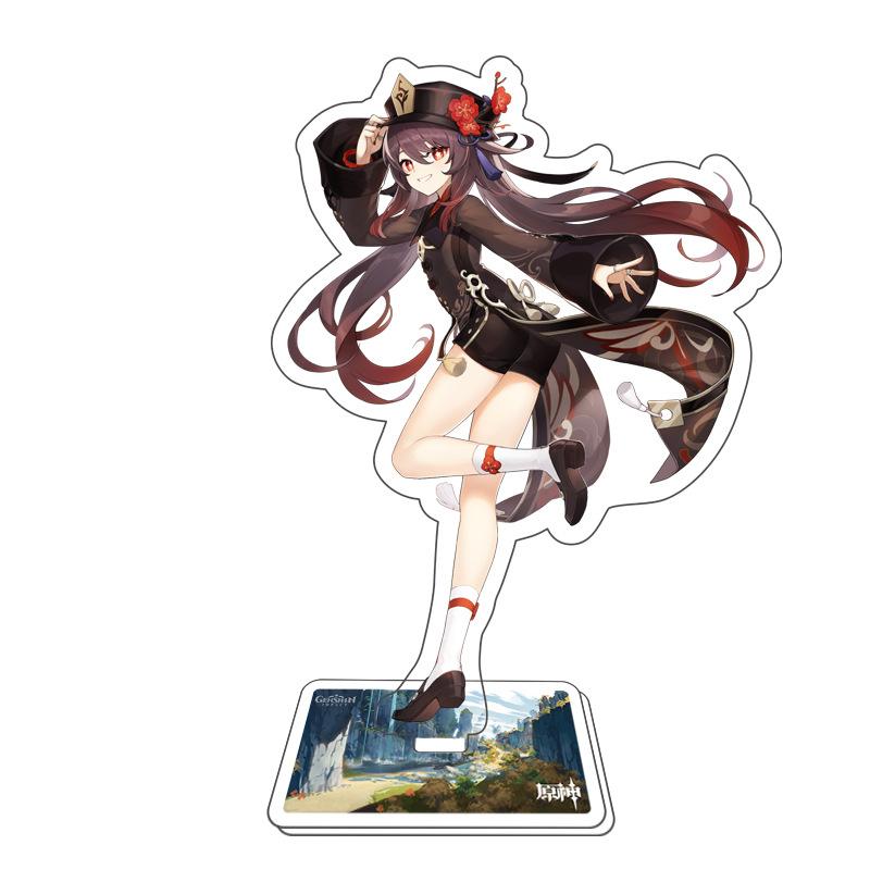 Game Genshin Impact Figure Stand Model Toy 15cm Keqing Shen He Arataki Itto Acrylic Action Plate Desk Decoration Gift
