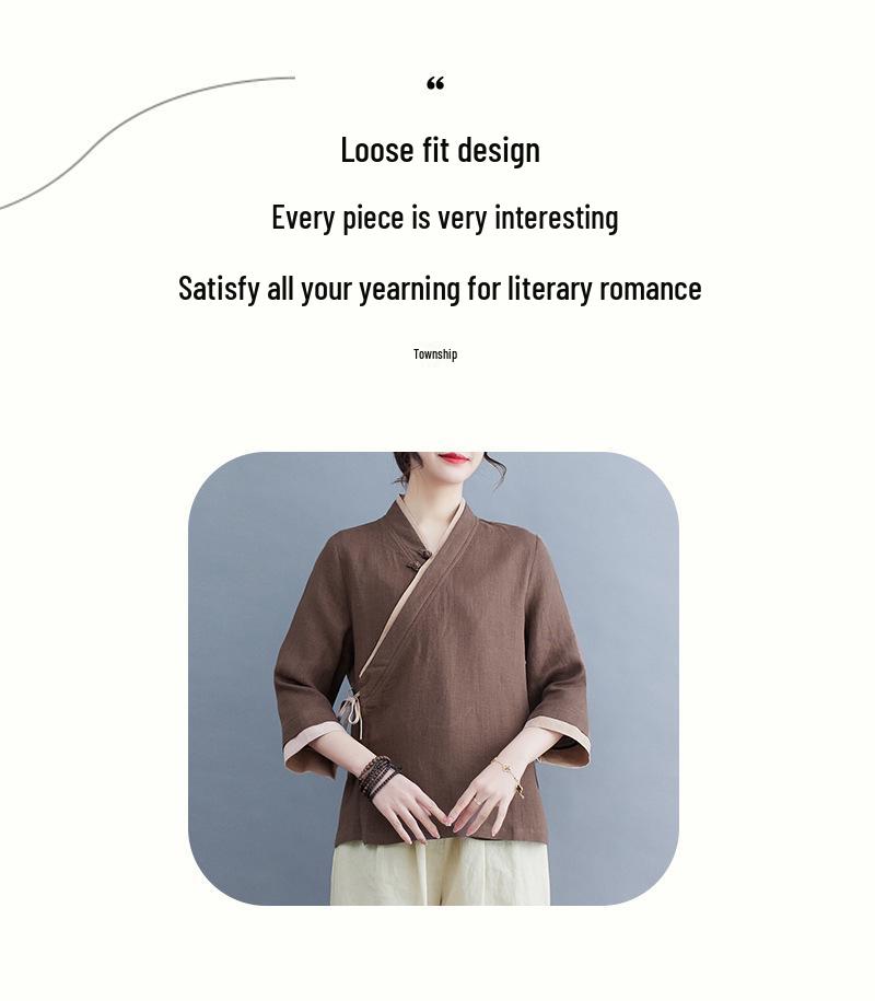 Women's 2025 Spring/Summer Zen-Inspired Retro Tang Suit Hanfu for Tea Ceremony and Meditation