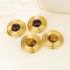 Vintage Round Stone Star Star Earrings For Women Gold Color Stainless Steel Earrings Luxury Jewelry National Tribe Gift