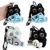 Cute Plush Black Cat Keychain Cartoon Cat Holding Fish Key Ring for Bag Purse Soft Stuffed Animal Keychain Gift for Cat Lovers