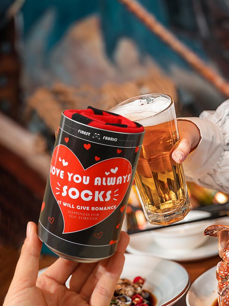 1 pair of mid-calf socks for men and women with love patterns, novel, interesting and practical socks suitable for holiday gifts