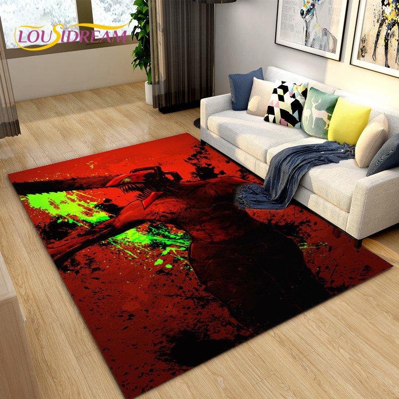 3D Anime Chainsaw Man Denji Cartoon Area Rug,Carpet Rug for Living Room Bedroom Sofa Doormat Decoration, Kids Non-slip Floor Mat