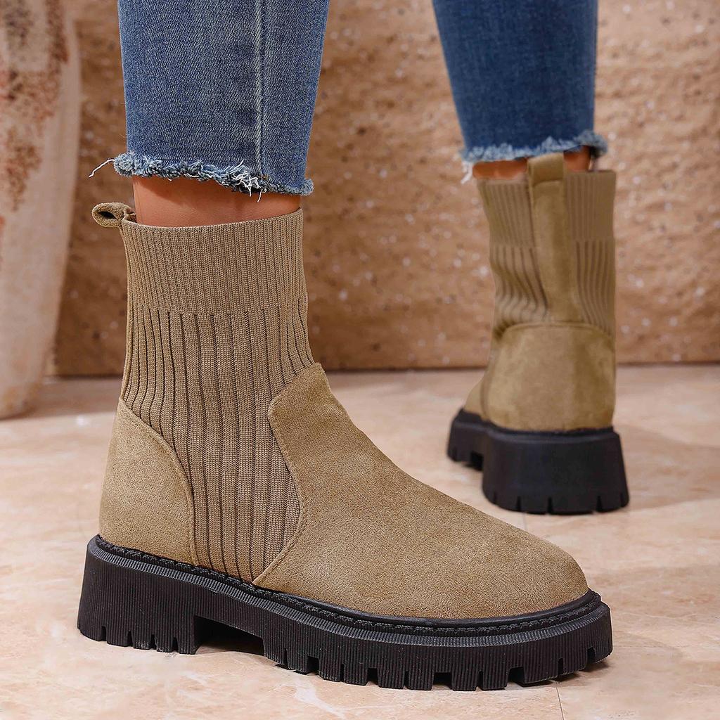Nowe Damskie Buty Luksusowe Wsuwane Buty na Platformie Damskie Wygodne Outdoorowe Buty Projektanckie Moda Jesień Zima Botki