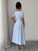 Elegant European-Style Puff Sleeve Striped Dress - Women's Spring/Summer 2026 Collection