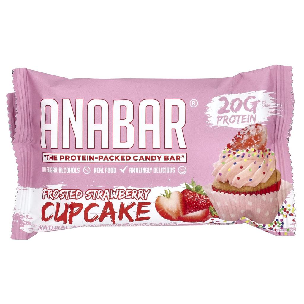 Protein-Packed Candy Bar, Frosted Strawberry Cupcake, 12 Bars, 65G (2.29Oz) Each