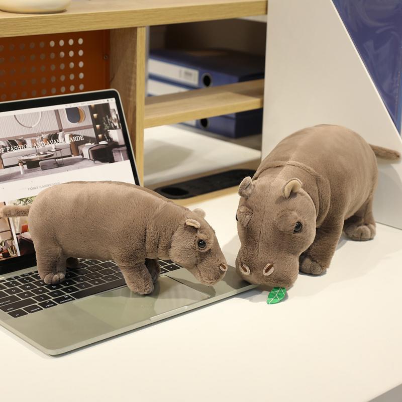 Stuffed Lifelike Hippo Plush Toys Simulated Hippopotamus Animals Hug Dolls Toys for Boy Birthday Gift for Him
