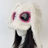 Furry Plush Rabbit Ears Trapper Hat Warm Winter Earflap Cap with Goggles Head Accessory For Girl Women Holiday Gift
