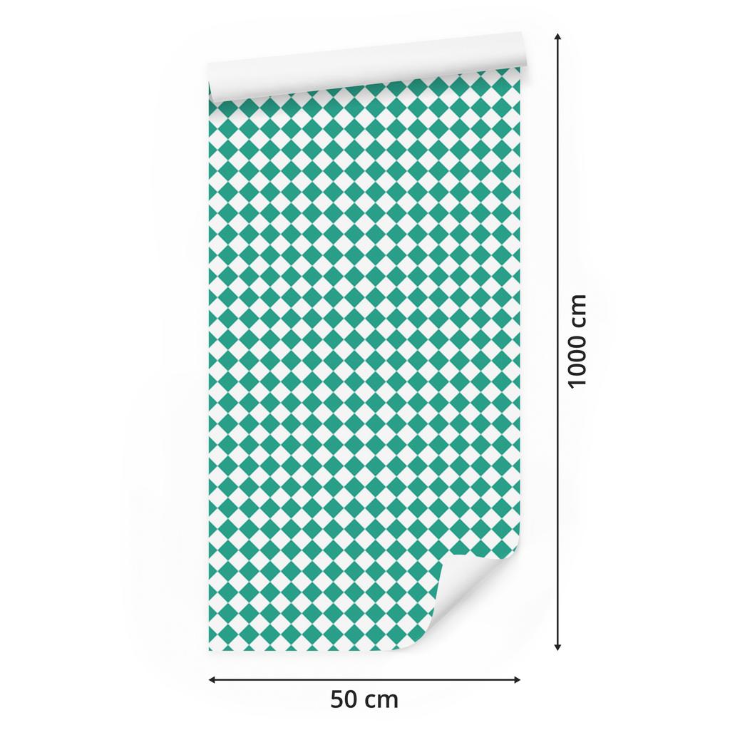 Geometric rhombus wallpaper in teal, mint and white 50x1000