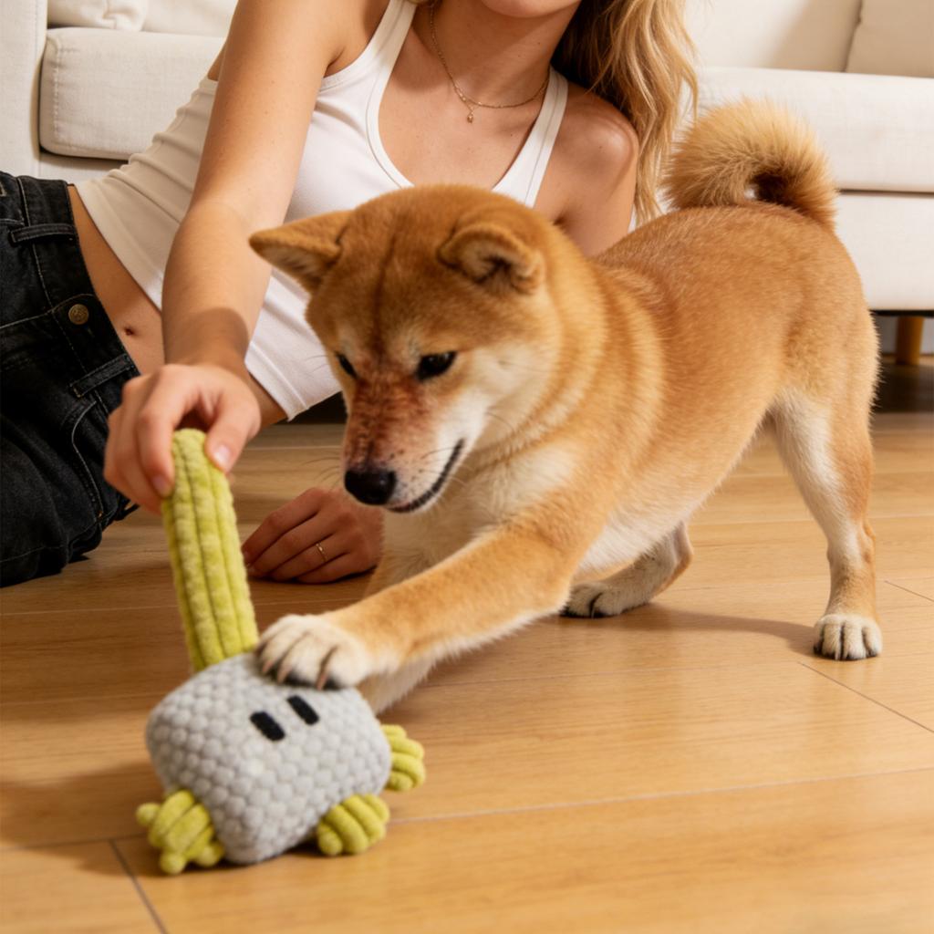 Pet Plush Hammer Toy For Self-entertainment, Boredom Relief, Teeth Grinding, Resistance, With A Plush Rope Knot And Sound Function, Suitable For Puppy