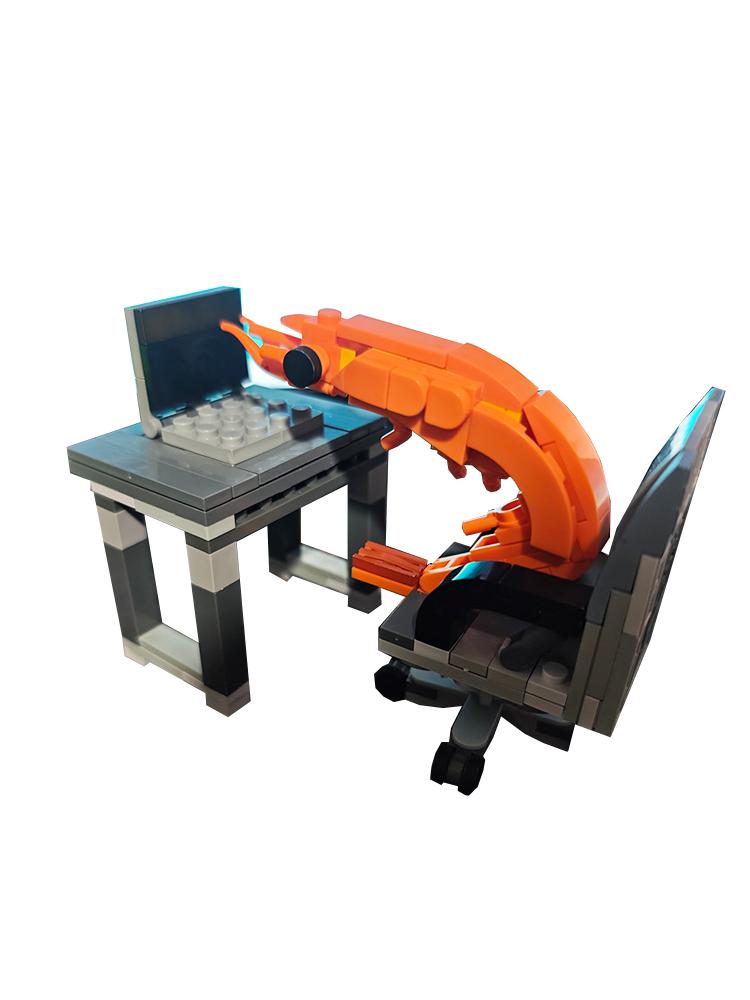 Moc Building Block Shrimp Model Figurines, Puzzle Assembly, Boys And Girls Randomly Mixing, Internet Celebrity Creative Parodies