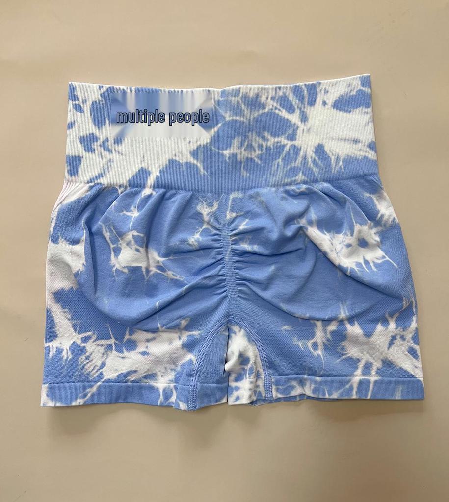 Seamless High-Waist Tie-Dye Peach Lift Yoga Shorts