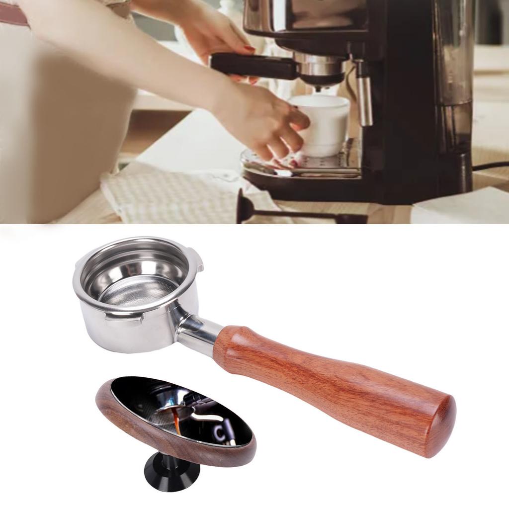 58mm Bottomless Portafilter Fit for Petrus Coffee Machine Stainless Steel Coffee Bottomless Portafilter 3 Ears Wood Handle
