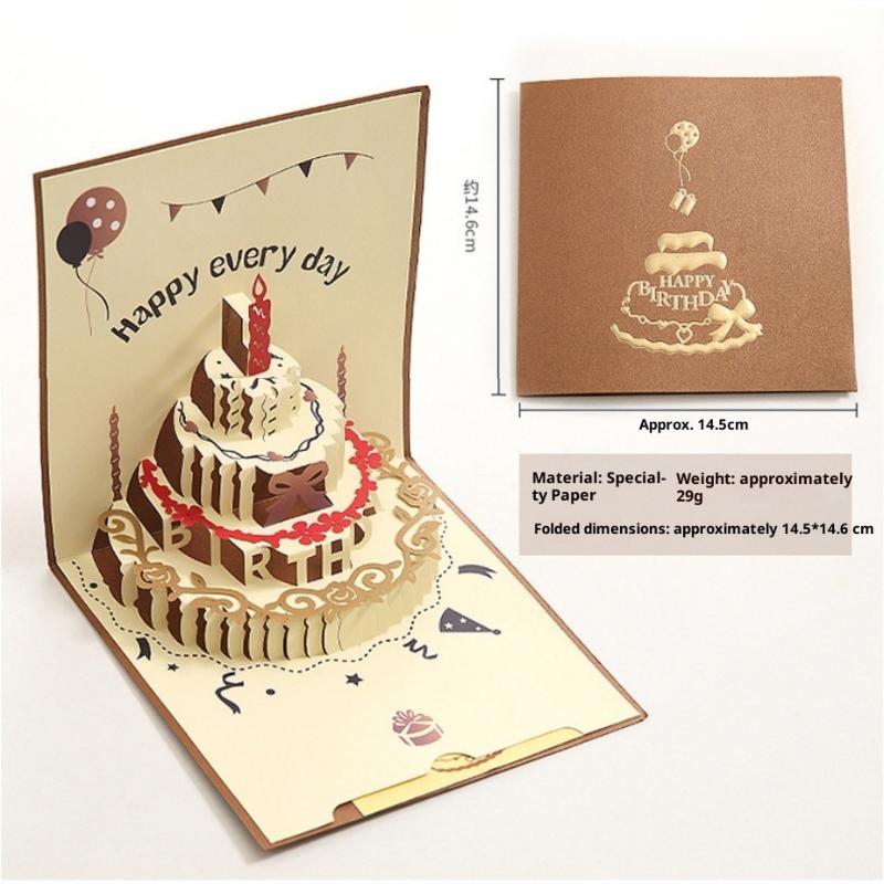 3D Unique Pop Up Birthday Card For Kids Boy Baby Shower First Birthday Party Greeting Cards Handmade Miniatures Postcard Gifts