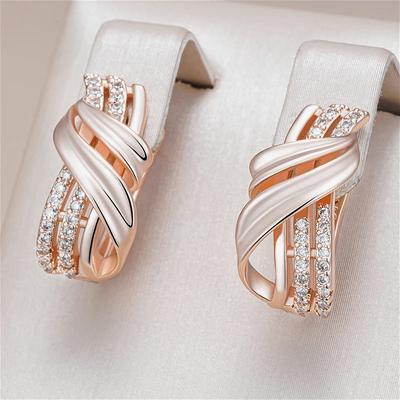 Ohrhänger im Ethno-Stil in Goldfarbe mit geometrischen Formen für Damen Luxus-Zirkonia-Ohrringe Täglicher Feinschmuck