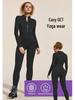 Cross-Border Yoga Bodysuit: High-Elastic, Hip-Lifting, Zipper Cardigan, Long Sleeve Fitness Wear