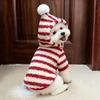 XS-XL Autumn Winter Pet Dog Warm Coats Red White Black Stripe Hoodie Dog Clothes for 0.5-7.5kg Small Medium Dogs