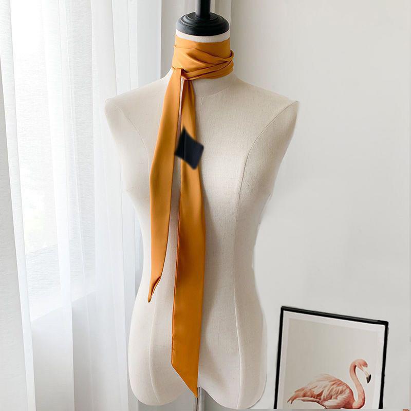 5x190cm Women Satin Silk Narrow Scarf Neckerchief Solid Color Neck Scarves Long Silk Scarf DIY Bag Ribbon Head Neck Hair Band
