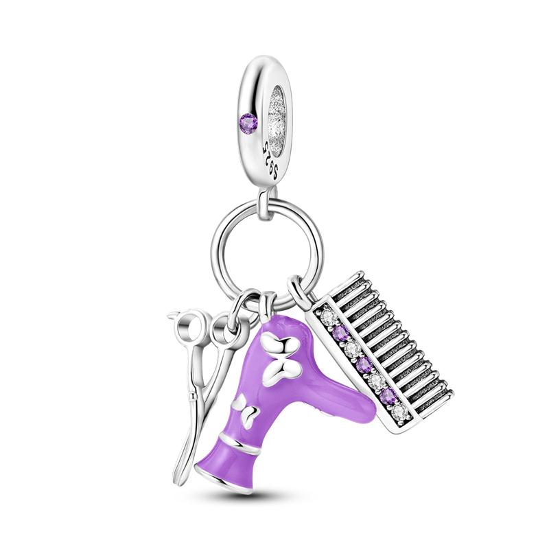 Girl Life Series High Heels Lipstick Perfume Charms Sewing Machine Weaving Charms Copper Fit Original Bracelet Gift