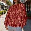 Women's Christmas Print Crewneck Sweatshirt Lightweight Casual Long Sleeve Pullover Top