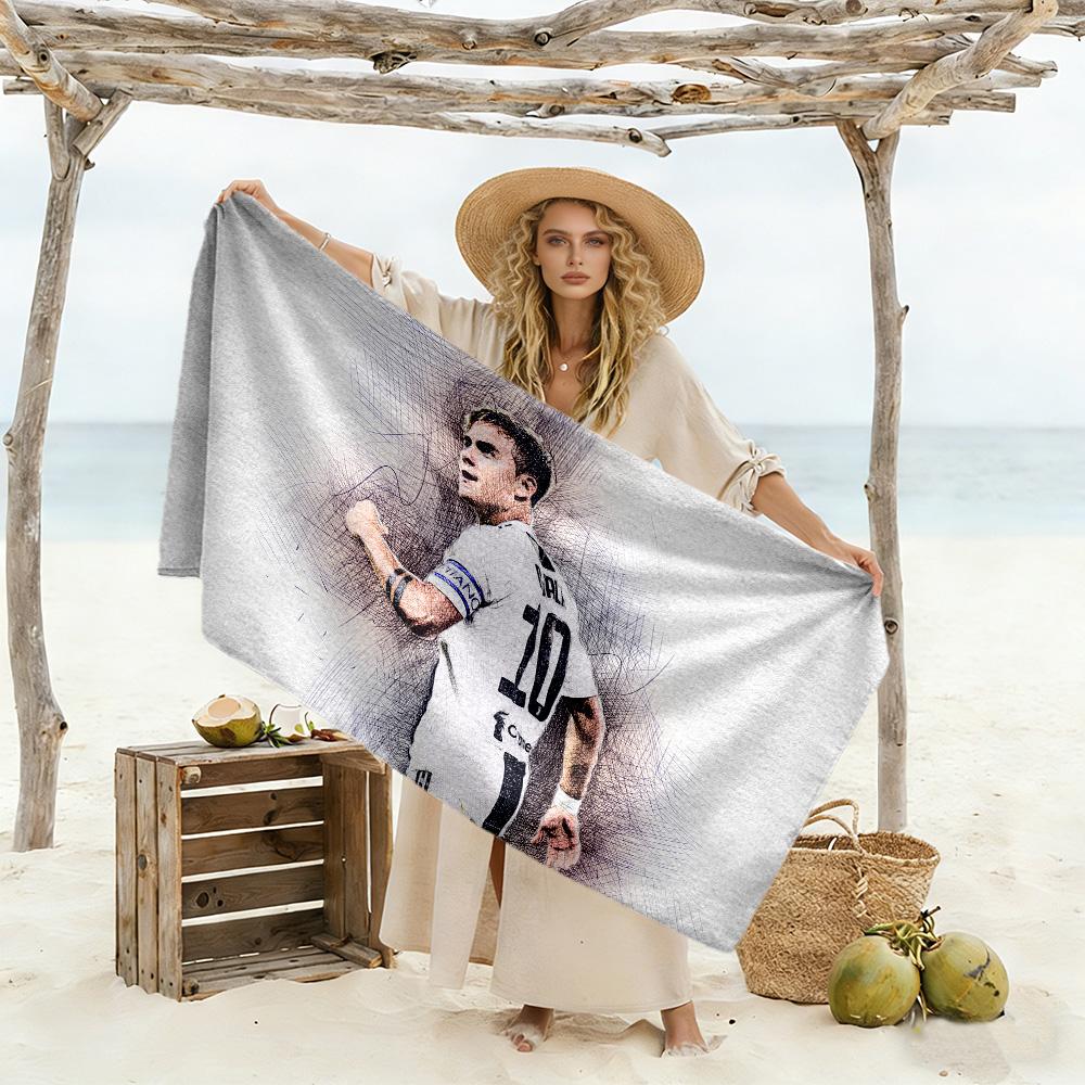 Football Stars Action Beach Towel High Absorbency & Quick-Dry Comfortable Lightweight Suitable for Swimming, Gym, Camping, Yoga Vacation