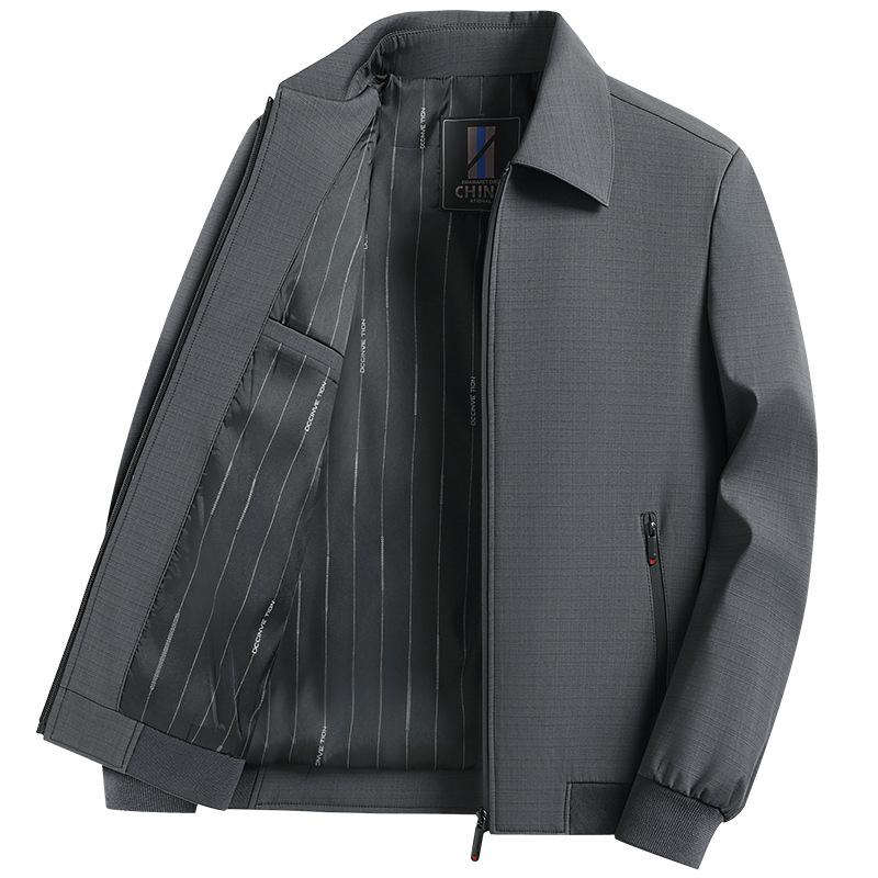 Middle-aged Men's Spring and Autumn Style Men's Coat Jacket Solid Color Casual Lapel Men's Clothing
