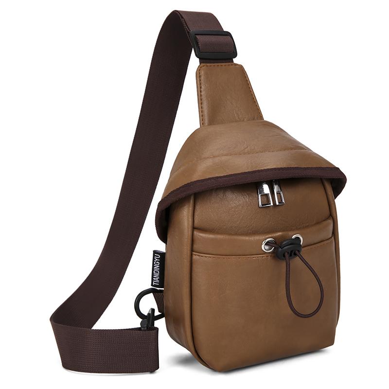 Fashion Men's Waist Packs Chest Bag Soft PU Leather Men's Shoulder Bags Stylish Men Crossbody Bag Chest Packs Unisex Sling Bags
