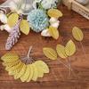 200pcs Gold Leaves Artificial Flowers,Artificial Silk Leaves, Fake Leaves with Stems Crafts Fake Faux Wired Single Leaf for DIY Crafts Floral