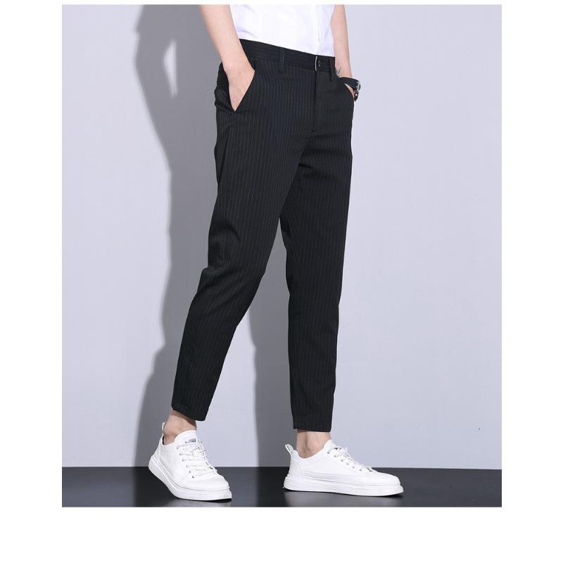 

Весенне-летние повседневные брюки для мужчин, простые легкие деловые укороченные брюки, облегающие прямые универсальные брюки для костюма 38