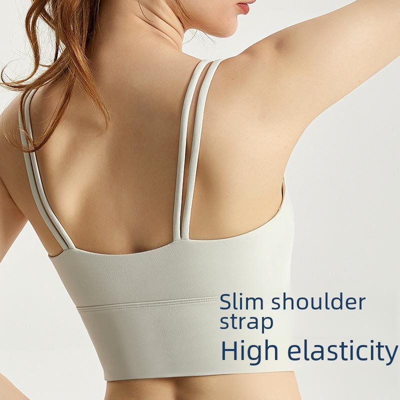 Chuandon Shockproof Spaghetti Strap Sports Bra with Integrated Cloud-Feel Chest Pad