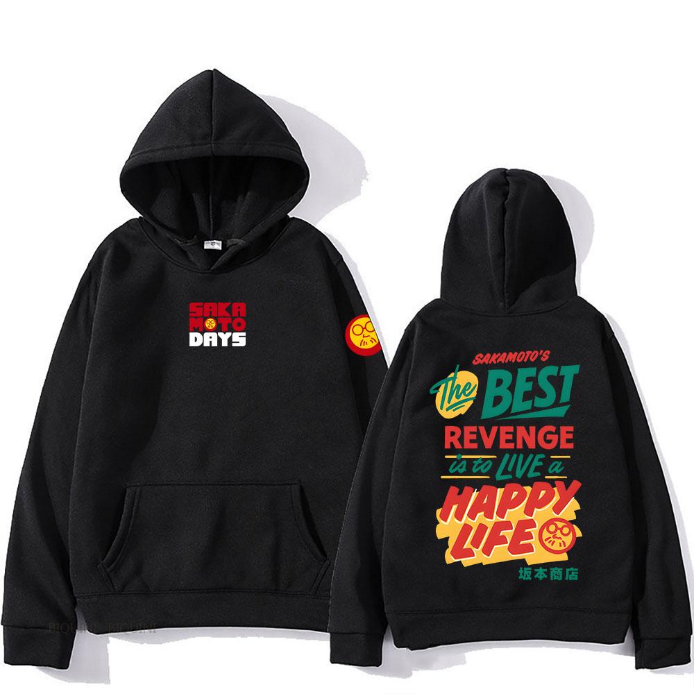 Live A Happy Life SakamotoDays Hoodies Casual Long Sleeve Fleece Sweatshirts Hooded Men Women Pullovers Anime Graphic Clothing