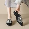 Baotou Half Slippers, Women Wear Pearl Shoes, Lazy People Pedal Cold Slippers