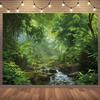 2D Misty Tropical Jungle Waterfall Backdrop Photography Background Banner
