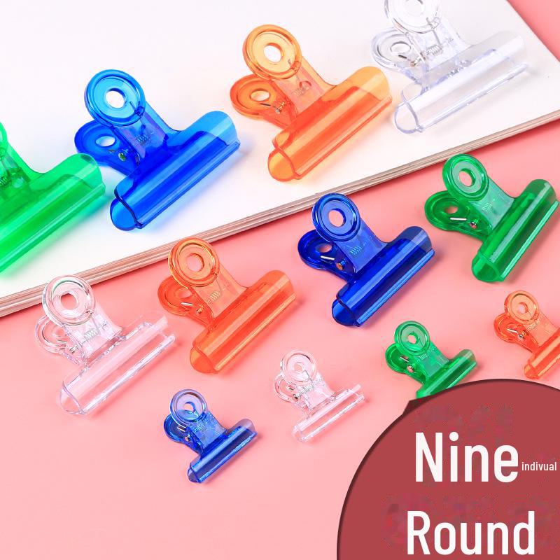 Colorful Transparent Small Round Ticket Clips - Cute Long Tail Clips for Files and Books, Large Barrel Design