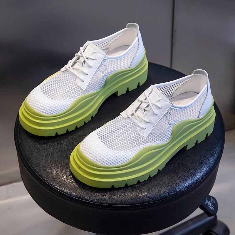 

Кожаные прозрачные сетчатые туфли женские 2025 новые летние дышащие модные повседневные туфли на плоской подошве женские универсальные туфли с неглубоким носком для детей 35 белый