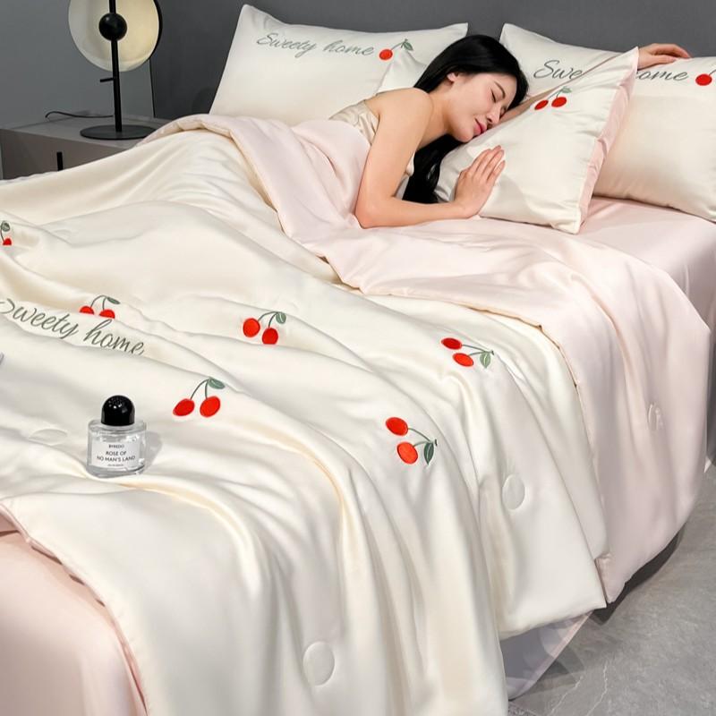 new washed ice silk summer quilt four-piece air conditioner quilt four-piece summer cool ice silk summer quilt