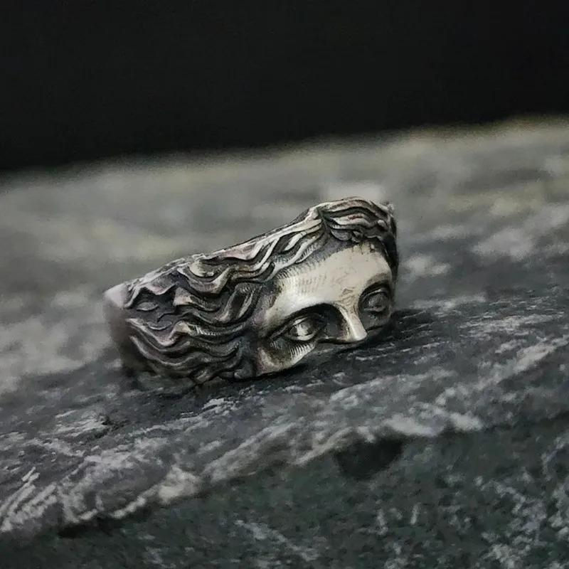 Vintage Punk Venus Sculpture Face Rings for Men and Women Renaissance Party Rings Jewelry Accessories