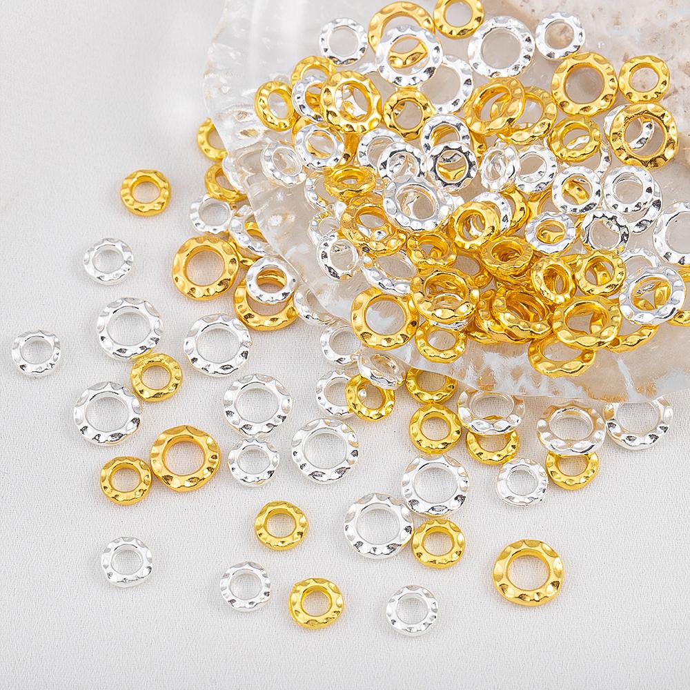 5Pcs 50Pcs 18k Gold Color Plated Big Hole Embossed Round Spacer Beads Cap for Jewelry Making Bracelet Necklace DIY Accessories