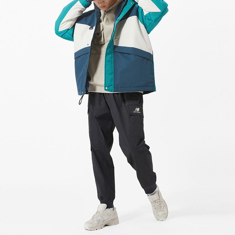 New Balance Color Block Windbreaker Down Jackets Unisex Green Hooded Moderate Other AMJ13330-NML