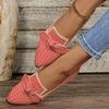 Fashion Women Flats Spring Large Size Walking Sneakers Women Pointed Toe Low-top Bow Loafers Fashion Printed Knitted Flat Shoes Women