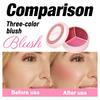 HANDAIYAN 4pcs Tri-Color Blurring Blush Palette Set Matte Cream Blush Mud Natural Soft-Focus Long-Lasting Waterproof Face Makeup Cosmetics