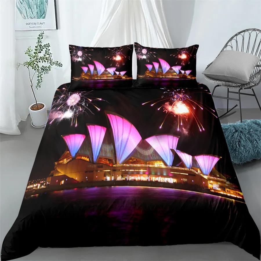 City View Duvet Cover Set Dubai City Night View Single Double Queen King Size Bedding Set for Adults 2/3pcs Soft Quilt Cover