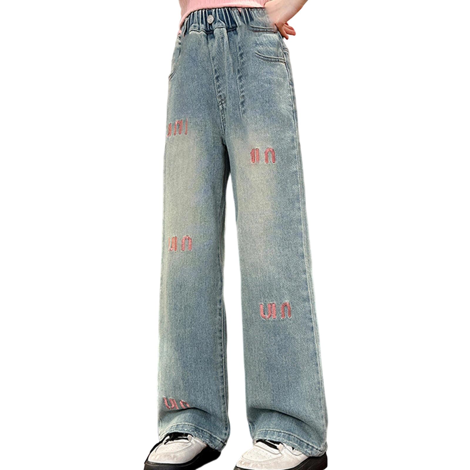 

Kids Pants Jeans Girls Wide Leg Pants 160 синій
