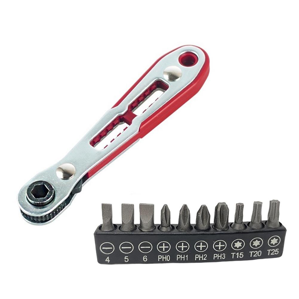 36 Teeth Ratchet Screwdriver Wrench Set with 10 Bits and 90 Degree Handle Designed for Tight Spaces and Detail Work