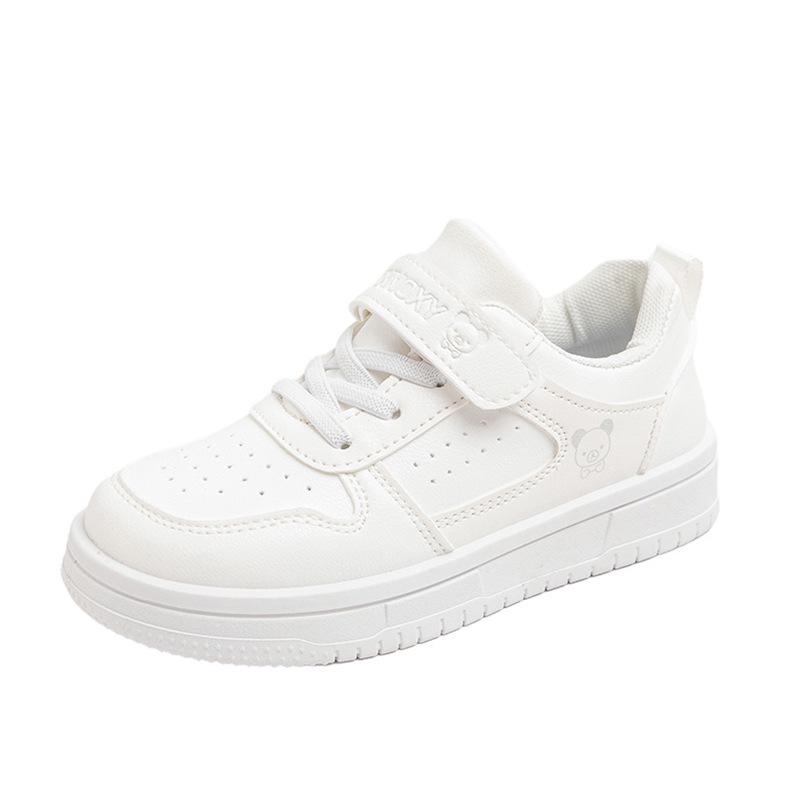 2025 Spring/Autumn Waterproof Leather Girls' White Sneakers