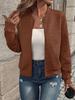 2026 Spring and Autumn Cross-border Amazon European and American Women's Clothing New Fashion Plaid Zipper Crew Neck Long Sleeve Jacket Women