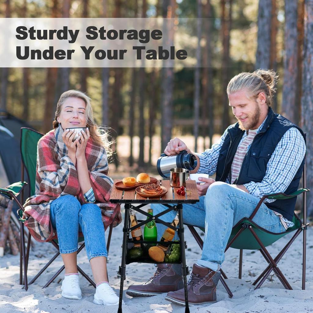 Odoland Camping Table Mini Foldable 60kg Load Waterproof Aluminum Easy Storage Bag Outdoor Table Height-Adjustable (1-2 Person) Table, Capacity,