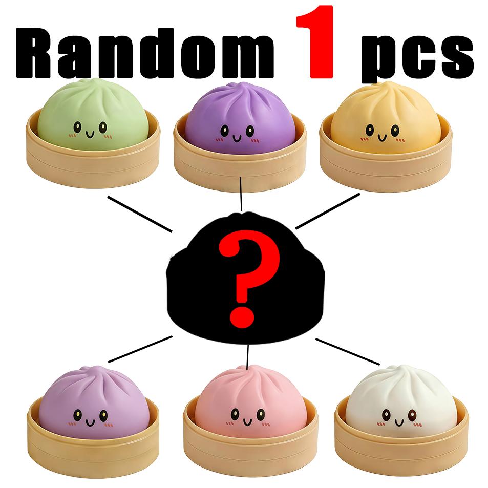 2026 New Cute Baozi Squishy Toy Stress Relief Steamed Bun Squeeze Toy with Bamboo Steamer Box Slow Rebound Desk Decor Gift