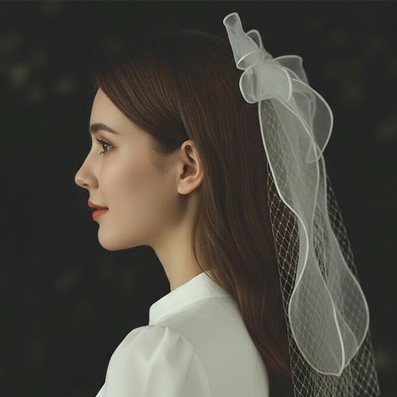 Bride Veils Mesh for Girls Balletcore Mesh for Pageant Prom Bridal Hair Accessories Stage Props White Veils for Bride