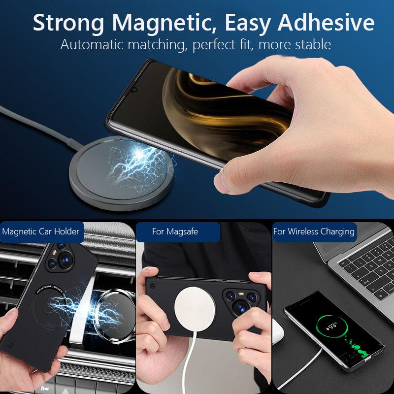 Rahmenloses, magnetisches Magsafe Slim Case für Huawei Pura 70 Ultra Pro Plus Pura70 Pro Plus Kabelloses, randloses, mattes, hartes Backcover
