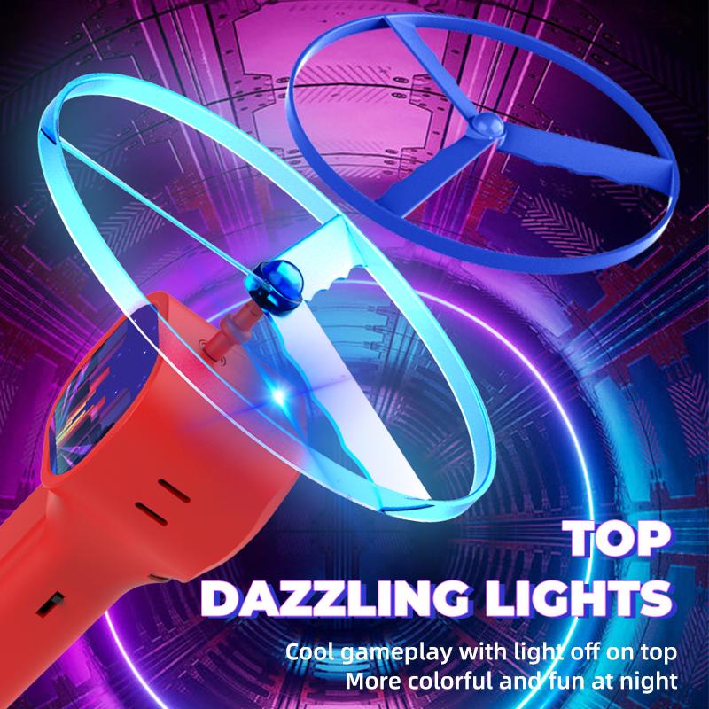 Electric UFO Shining In The Dark Night Launcher Luminous Portable Handheld String Stress Relief Toy For Kids Party Gift